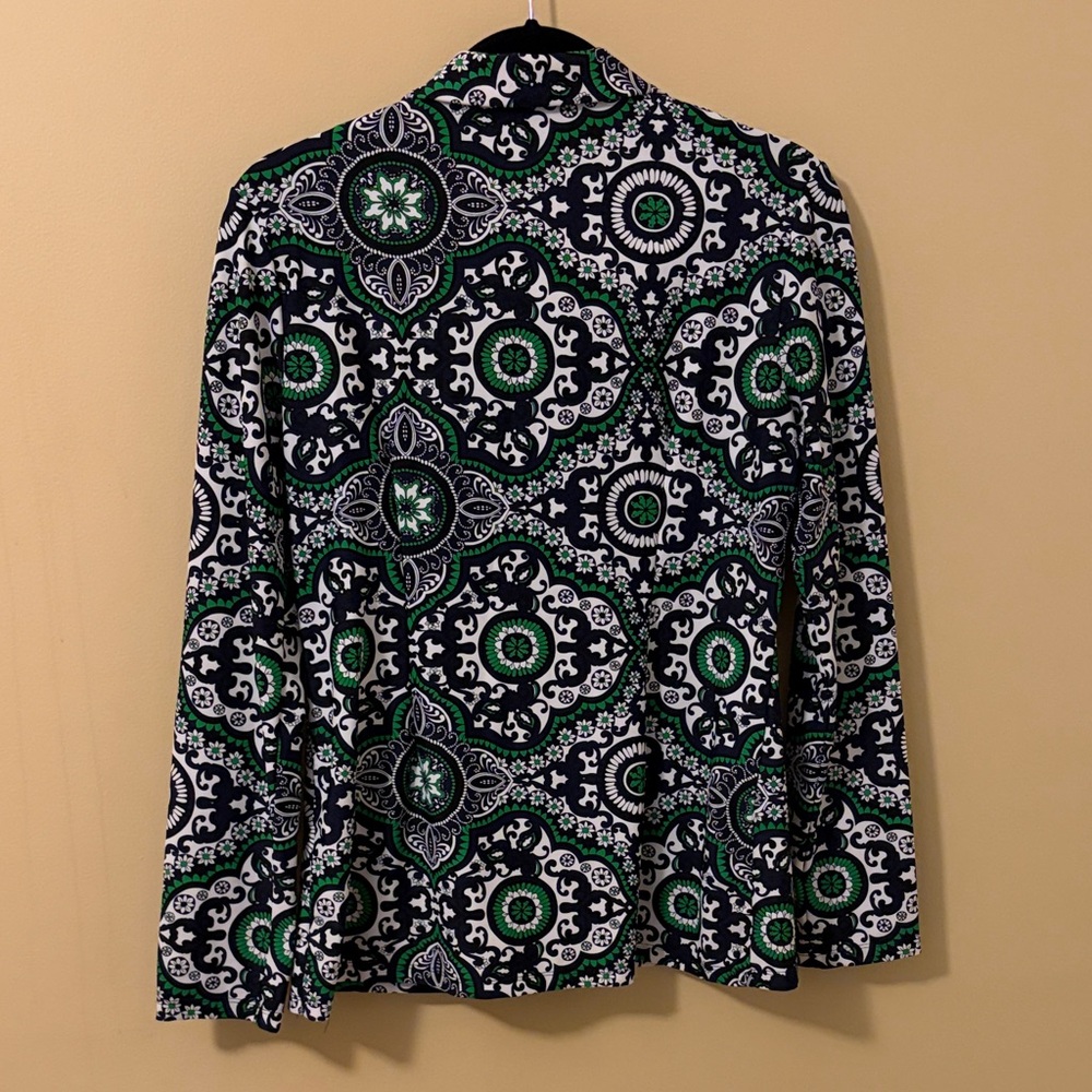 Jude Connally Navy White and Green Patterned Tunic Top Size L - Picture 5 of 5
